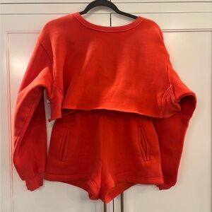 Tic Toc womens casual comfy sweat shorts and cropped top - small